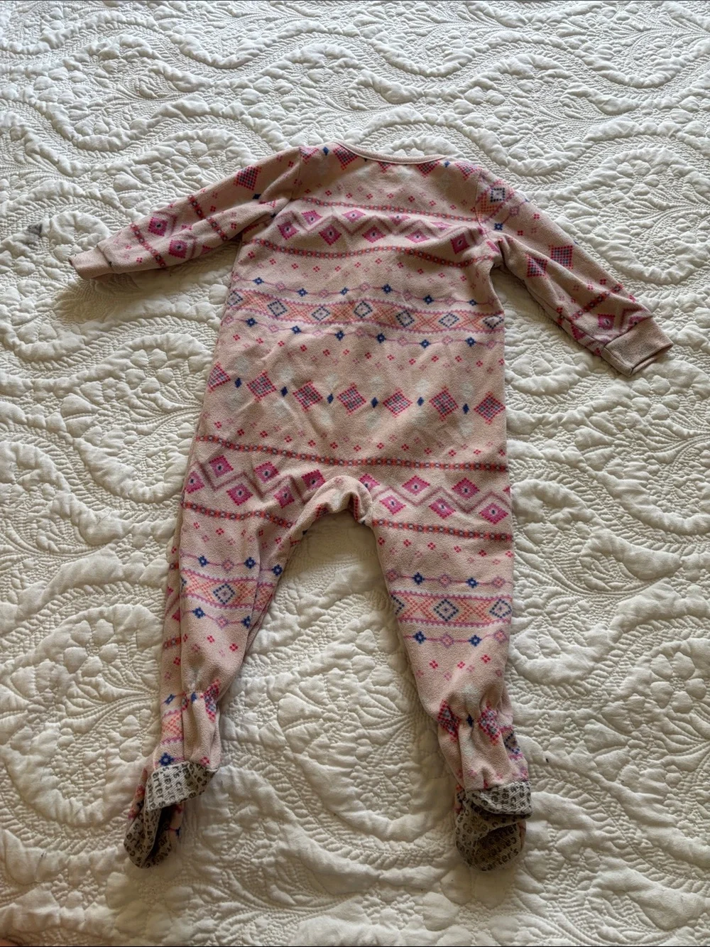 Carter's Pink and Blue Patterned Footed One-Piece